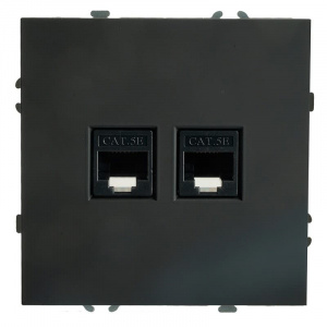 РОЗЕТКА Компьютерная 2-местн. RJ-45 СП (Механизм) ЧЕРНЫЙ уголь, soft touch "ЭМИЛИ" RST00-5111-05