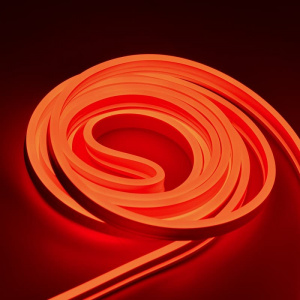 Комплект НЕОНОВОЙ светодиодной ленты, КРАСНЫЙ свет. 220В, 2835-120LED, 8W/m (5m-40W), IP65 (Ширина 7мм) + Cетевой шнур драйвер