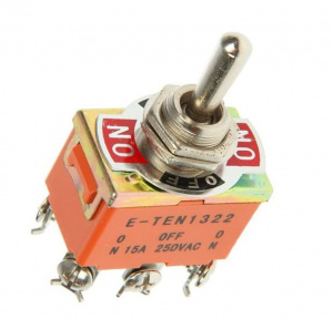 Тумблер 250V 15А (6c) ON-OFF-ON двухполюсный