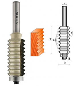 2500 Фреза микрошиповая D25 х H54 / N16, хвост. 12мм, с нижним подшипником