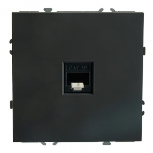 РОЗЕТКА Компьютерная 1-местн. RJ-45 СП (Механизм) ЧЕРНЫЙ уголь, soft touch "ЭМИЛИ" RST00-5117-05