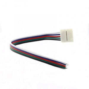Клемма 10mm, 5контактов с ПРОВОДОМ, SMD5050, IP20 для соединения отрезков RGB+W РАЗНОЦВЕТНОЙ светодиодной ленты с дополнительным диодом 12-24V