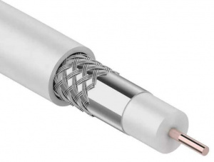 Кабель коаксиальный RG-6U, 75 Ом, CCS/Al/Al, 48%, (d=0,9 мм) белый, радиочастотный, для систем телевидения