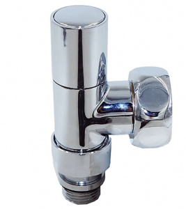 КРАН для УГЛОВОГО соединения, (КРУГЛЫЙ) 1"Г - 1/2"Ш ХРОМ