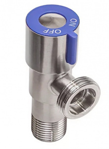 Вентиль угловой Нержавеющая сталь SUS304, 1/2" x 3/4" НР, СИНЯЯ Керамическая кран-букса, TIM