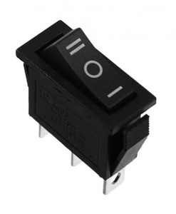 Клавишный Переключатель 250V 10А (3с) ON-OFF-ON черный с нейтралью