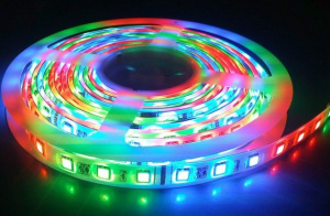 Лента светодиодная 14,4W/м, RGB+4500К МНОГОЦВЕТНАЯ, SMD5050-60LED/м-IP20-12В (5000х10мм)