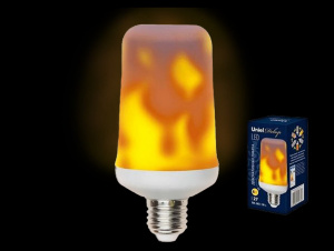 Лампа светодиодная (ЭФФЕКТ ПЛАМЕНИ) декоративная LED-L60-6W/FLAME/E27(Е14)/FR PLD01WH.
