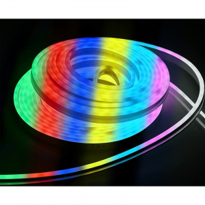 Лента НЕОНОВАЯ светодиодная RGB РАЗНОЦВЕТНАЯ, 10W/m, 220V, GLS5050-80LED/м-IP67 (18х21мм)