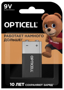 Элемент питания КРОНА Opticell = Duracell ( 6LR61 BL1 9В Basic ) Емкость 610мАч, от -20*С до +54*С Распродажа !!!