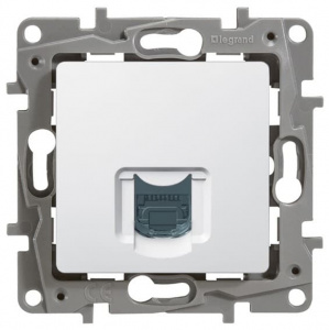 Механизм розетки информ. 1-м СП Etika RJ45 CAT.5E UTP бел. Leg 672241 Распродажа !!!