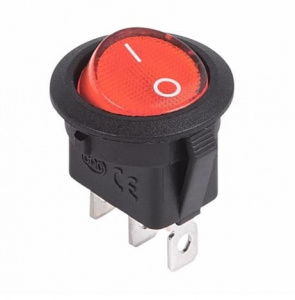 Клавишный Выключатель круглый 250V 3А (3с) ON-OFF красный с подсветкой Micro