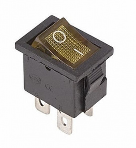 Клавишный Выключатель 250V 6А (4с) ON-OFF Желтый с подсветкой Mini (RWB-207, SC-768)