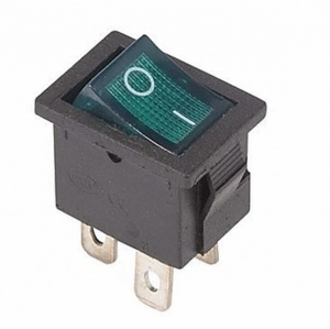 Клавишный Выключатель 250V 6А (4с) ON-OFF Зеленый с подсветкой Mini (RWB-207, SC-768)