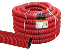 Труба гофро двустен. ПНД d75 с протяж. красн. (уп.50м) TDM
