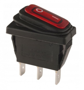 Клавишный Выключатель 250V 6А (3с) ON-OFF красный с подсветкой Mini ВЛАГОЗАЩИТА