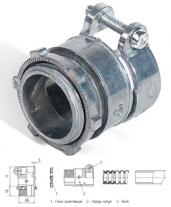 Муфта вводная ВТ(Х)-15 (1/2") (Металлорукав или Труба - Щит) IP40, D=19,5мм, AG=20.5мм Fortisflex (Резьбовой крепежный элемент РКнХ-15 ТДМ)