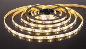 Лента светодиодная  4,8W/м SMD2835-60LED/м-IP20-12В-3000К ТЕПЛЫЙ белый свет. (5000х8мм)