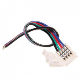 Клемма-10mm 4 контакта с ПРОВОДОМ, для соединения РАЗНОЦВЕТНОЙ RGB SMD5050 Светодиодной ленты, 12-24V